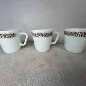 Vintage Pyrex Woodland Brown Cup Mug Coffee Tea x3 Lot 300ml 1910